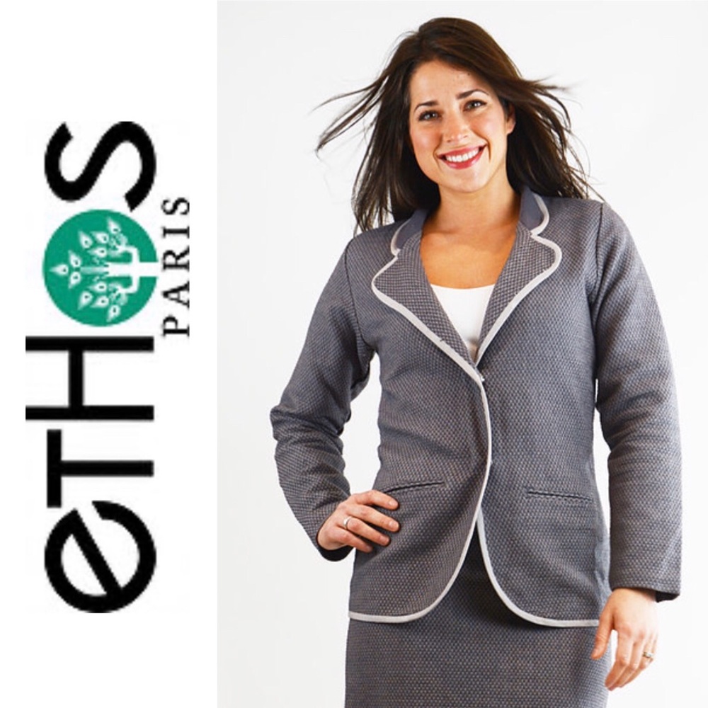 Ethos Paris Organic Blitz Blazer Jacket in Grey